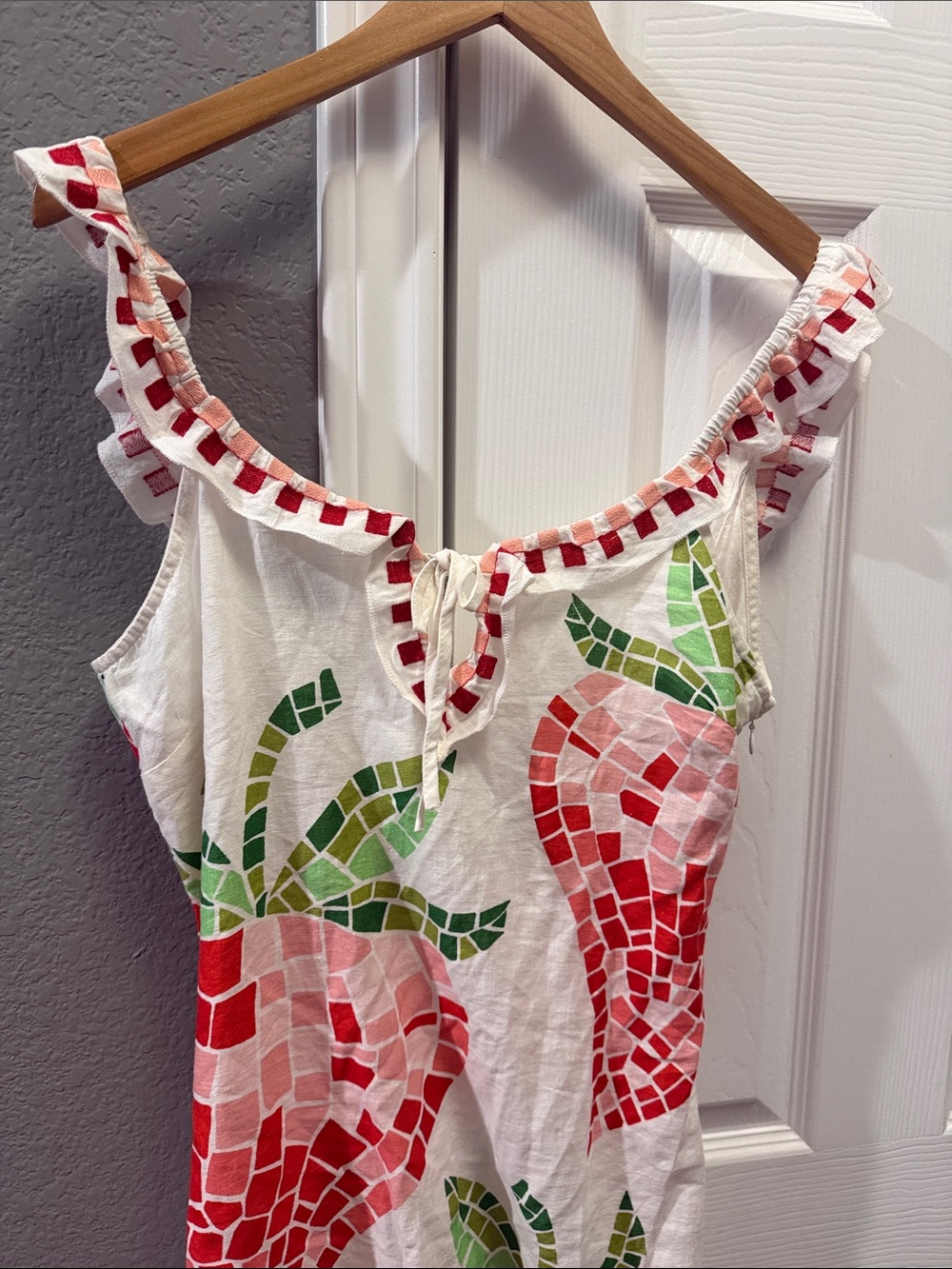 Anthropologie | Celandine embroidered open back mini strawberry dress NWT Sz M - Picture 5 of 9
